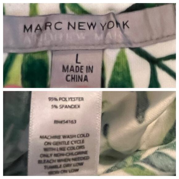 Marc New York Faux Wrap Skirt White Green Tropical Leaf Print Women’s Size Large - Picture 9 of 10